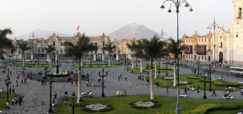 Framed High angle view of Presidential Palace, Plaza-de-Armas, Historic Centre of Lima, Lima, Peru Print