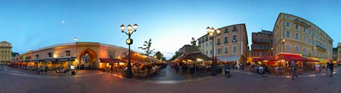 Framed Street with buildings at dusk, Nice, Alpes-Maritimes, Provence-Alpes-Cote d&#39;Azur, France Print