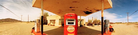 Framed Closed gas station, Route 66, USA Print