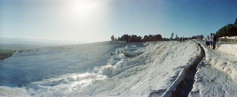 Framed Tourists looking at a hot spring and travertine pool, Pamukkale, Denizli Province, Turkey Print