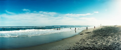 Framed Tourists on the beach, Fort Tilden Beach, Fort Tilden, Queens, New York City, New York State, USA Print
