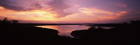 Framed Lake Travis at dusk - Pink Sky, Austin, Texas Print