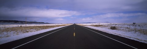 Framed Winter highway passing through a landscape, New Mexico, USA Print