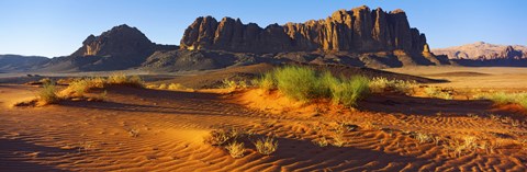 Framed Rock formations in a desert, Jebel Qatar, Wadi Rum, Jordan Print