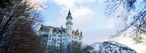 Framed Low angle view of the Neuschwanstein Castle in winter, Bavaria, Germany Print