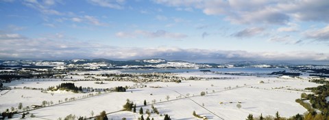 Framed Snow covered landscape, view from Neuschwanstein Castle, Fussen, Bavaria, Germany Print
