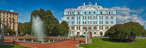 Framed Garden in front of an education building, Russian Navy School Building, St. Petersburg, Russia Print