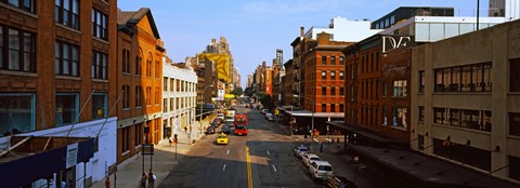 Framed Buildings along a road in a city, view from High Line, New York City, New York State, USA Print