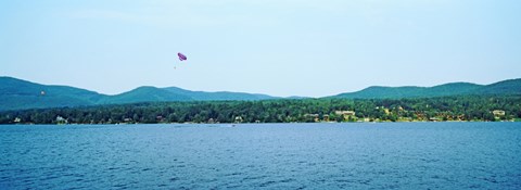 Framed Parasailing on Lake George, New York State, USA Print