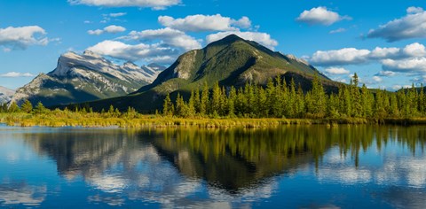 Framed Mount Rundle and Sulphur Mountain reflecting in Vermilion Lake in the Bow River valley at Banff National Park, Alberta, Canada Print