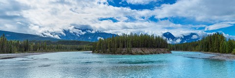 Framed Clouds over mountains, Athabasca River, Icefields Parkway, Jasper National Park, Alberta, Canada Print