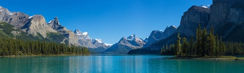 Framed Maligne Lake with Canadian Rockies in the background, Jasper National Park, Alberta, Canada Print