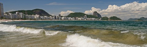 Framed Waves on Copacabana Beach with Sugarloaf Mountain in background, Rio De Janeiro, Brazil Print