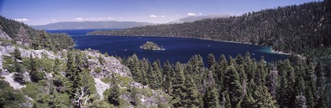 Framed High angle view of a lake with mountains in the background, Lake Tahoe, California, USA Print