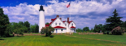 Framed Clouds over the Point Iroquois Lighthouse, Michigan, USA Print