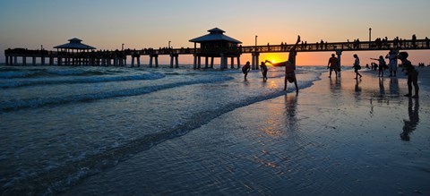 Framed Pier at sunset, Fort Myers Beach, Estero Island, Lee County, Florida, USA Print