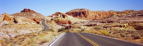 Framed Road passing through the Valley of Fire State Park, Nevada, USA Print