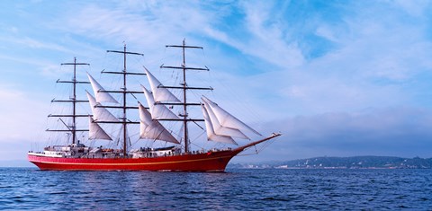 Framed Tall ship regatta in the Baie De Douarnenez, Finistere, Brittany, France Print