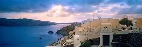 Framed Town at the waterfront, Santorini, Cyclades Islands, Greece Print