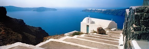 Framed Steps leading to church, Santorini, Cyclades Islands, Greece Print