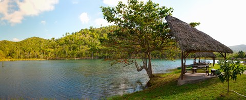 Framed Picnic area at pond, Las Terrazas, Pinar Del Rio Province, Cuba Print