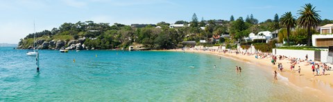 Framed People on the beach, Camp Cove, Watsons Bay, Sydney, New South Wales, Australia Print