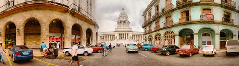 Framed Street View of Government buildings in Havana, Cuba Print