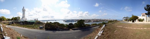 Framed Road view with the Statue of Jesus Christ, Havana, Cuba Print