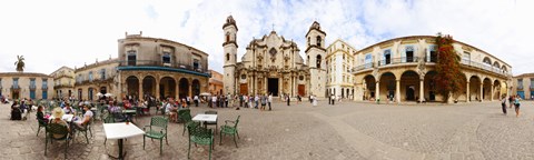 Framed People at Plaza De La Catedral, Cathedral of Havana, Havana, Cuba Print