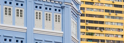 Framed Close-Up of Restored Building in Chinatown, Singapore Print