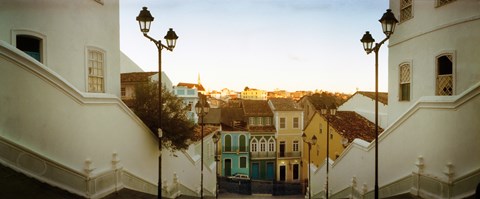 Framed Steps leading up to Igreja do Santissimo Sacramento Do Passo, Pelourinho, Salvador, Bahia, Brazil Print