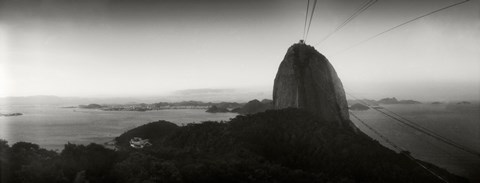 Framed Sugarloaf Mountain at sunset, Rio de Janeiro, Brazil (black and white) Print