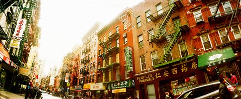 Framed Buildings along the street, Chinatown, Manhattan, New York City, New York State, USA Print