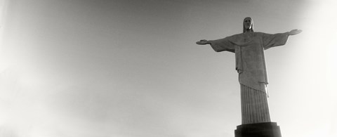 Framed Low angle view of Christ The Redeemer, Corcovado, Rio de Janeiro, Brazil (black and white) Print