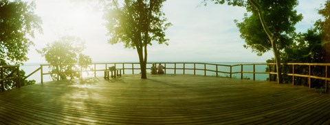 Framed Couple overlooking the ocean at sunset in Morro De Sao Paulo, Tinhare, Cairu, Bahia, Brazil Print