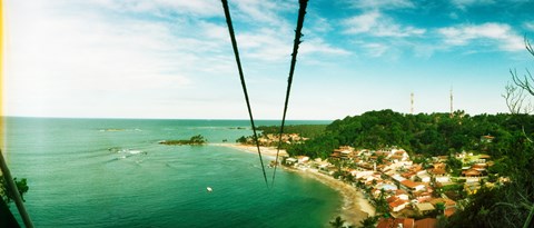 Framed Zip line ropes for zip inning over the beach, Morro De Sao Paulo, Tinhare, Cairu, Bahia, Brazil Print