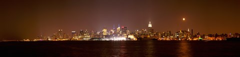 Framed Midtown Manhattan Skyline at Night,  New York City Print