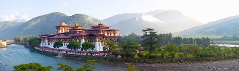 Framed Monastery at the waterfront, Punakha Monastery, Punakha, Bhutan Print