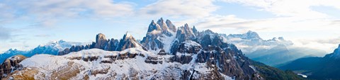Framed Snow covered mountains, Dolomites, Dolomiti Di Sesto Nature Park, Hochpustertal, Alta Pusteria, South Tyrol, Italy Print