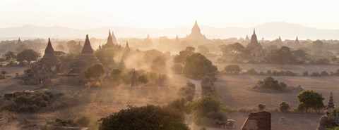 Framed Ancient temples at sunset, Bagan, Mandalay Region, Myanmar Print