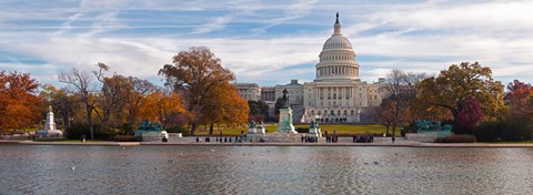 Framed Fall view of reflecting pool and the Capitol Building, Washington DC, USA Print