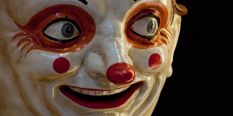 Framed Close-up of a clown at a shop, El Ingenio, Barcelona, Catalonia, Spain Print