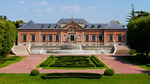 Framed Facade of a palace, Palauet Albeniz, Montjuic, Barcelona, Catalonia, Spain Print