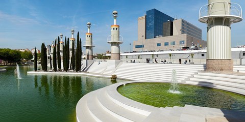 Framed Spain Industrial Park, Barcelona, Catalonia, Spain Print