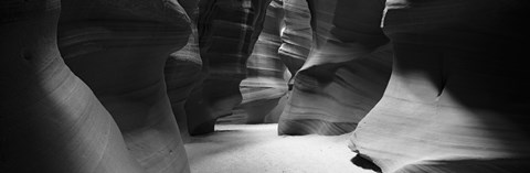 Framed Rock formations in Black and White, Antelope Canyon, Arizona Print