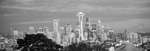 Framed View of Seattle and Space Needle in black and white, King County, Washington State, USA 2010 Print