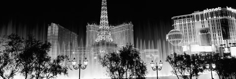 Framed Las Vegas Hotels at Night (black &amp; white) Print