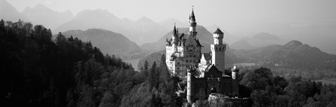 Framed Castle on a hill, Neuschwanstein Castle, Bavaria, Germany Print