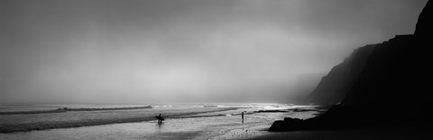 Framed Surfers on the beach, Point Reyes National Seashore, Marin County, California, USA Print