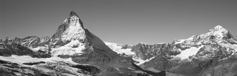 Framed Matterhorn Switzerland in Black and White Print